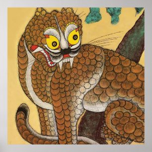 Koreanischer hässlicher Tiger Folk Minhwa Poster