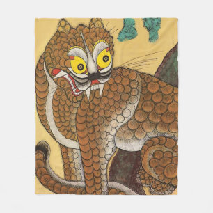 Koreanischer hässlicher Tiger Minhwa Fleecedecke