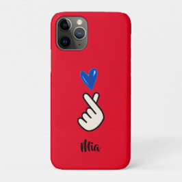 Koreanischer K-Pop Hand Heart Red Blue iPhone Case