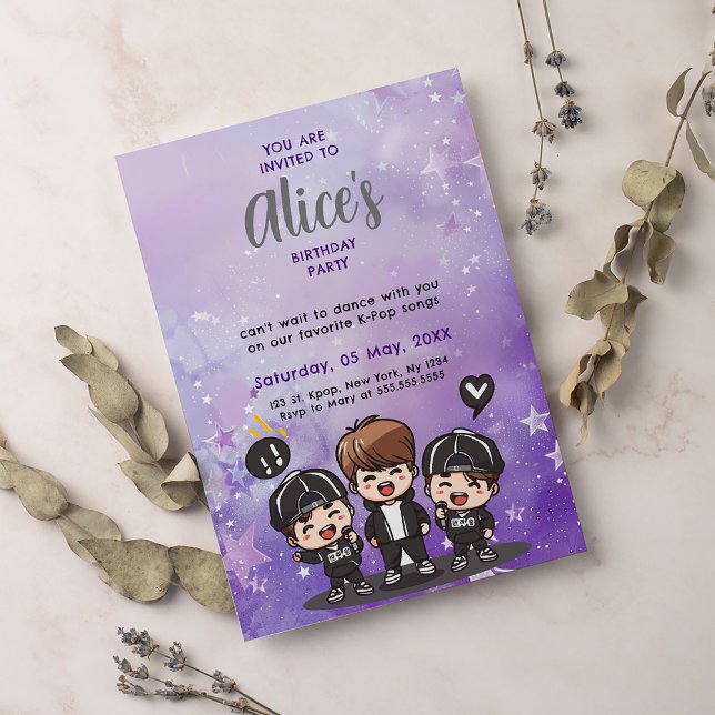Koreanischer Pop Music K-Pop Boyband Birthday Part Einladung (Von Creator hochgeladen)