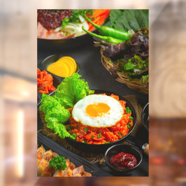 Koreanischer Reis mit frittiertem Ei Fensteraufkleber