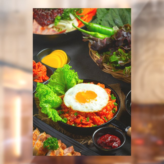 Koreanischer Reis mit frittiertem Ei Fensteraufkleber (Blatt 2)