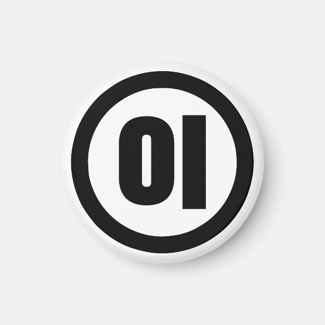 Koreanischer Sino Nummer 2 Zwei 이 【I】 Hangul Magnet (Vorne)