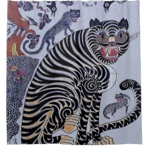 Koreanischer Tiger Minhwa mit drei Drehkreuzen Duschvorhang