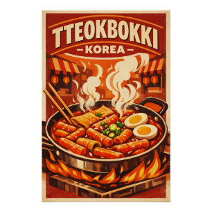 Koreanischer Tteokbokki in einem mutigen Retro-Sti Poster