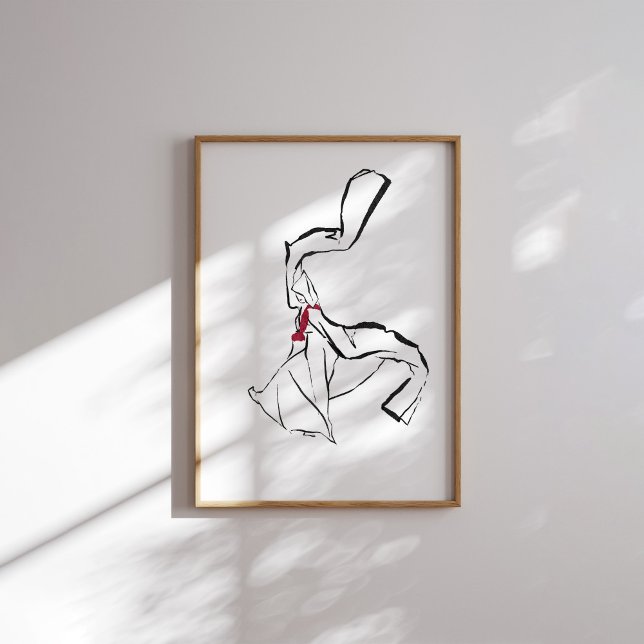 Koreanisches Dance Hanbok Woman Ink Line Poster (Von Creator hochgeladen)