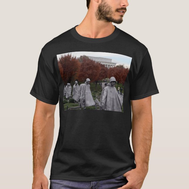 Koreanisches Denkmal und Lincoln Memorial Fall T-Shirt (Vorderseite)