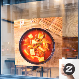 Koreanisches Essen Kimchi Suppe mit Tofu Fensteraufkleber