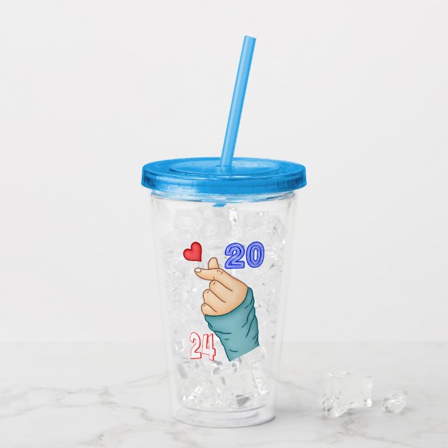 Koreanisches Herz 2024 Acryltrinkbecher (Rückseite Ice)