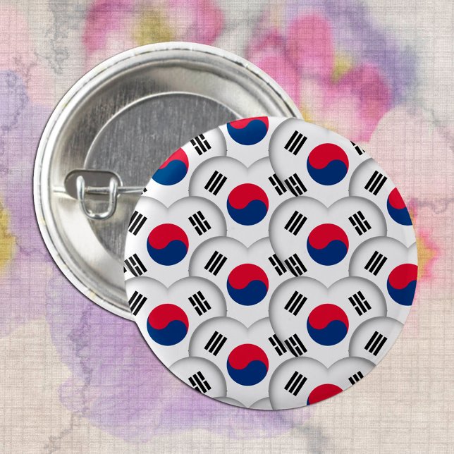 Koreanisches Herz und koreanische Flagge / Südkore Button (Von Creator hochgeladen)