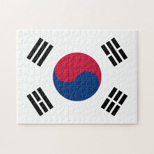 Koreanisches Herz und koreanische Flagge /Südkorea Puzzle (Horizontal)