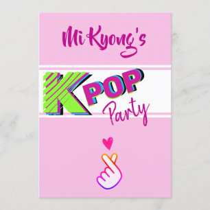 Koreanisches K-Pop Hand Heart Party Einladung