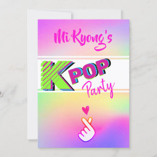 Koreanisches K-Pop Hand Heart Rainbow Party Einladung
