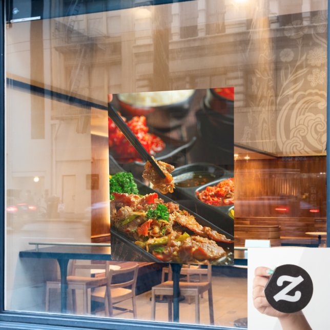 Koreanisches Lebensmittelbulgi oder mariniertes Ri Fensteraufkleber (Café-Fenster)