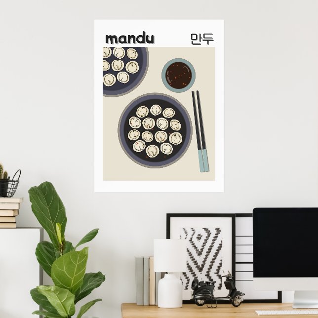 Koreanisches Mandu-Dumpling Modernes Neujahrsessen Poster (Heimbüro)