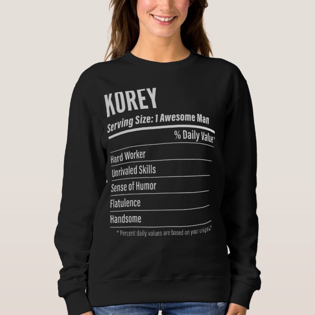 Korey Serving Size Nutrition Label Calories Sweatshirt (Vorderseite)