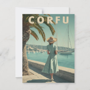 Korfu 50er Jahre Vintage-Reise Postkarte
