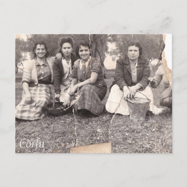 Korfu altes Foto Postkarte (Vorderseite)