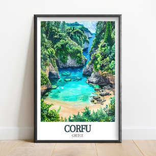 Korfu-Druck - Korfu-Plakat - Korfu-Wandkunst - Kor Poster