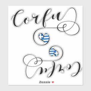 Korfu Griechenland Flagge, griechische Inseln, Ker Aufkleber