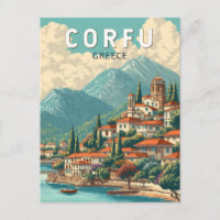 Korfu Griechenland Illustration Reise Kunst Vintag