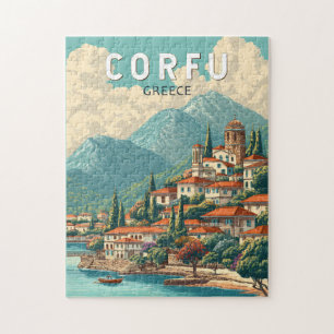Korfu Griechenland Illustration Reise Kunst Vintag Puzzle