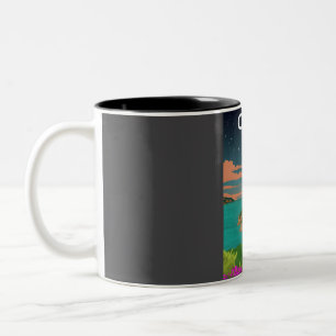 Korfu Griechenland Nachthimmel Retro-Reiseplakat Zweifarbige Tasse