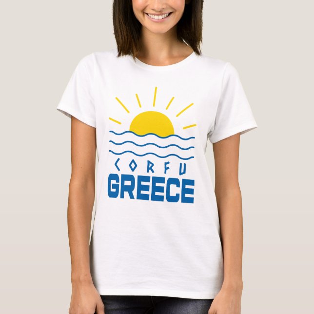 Korfu Griechenland Sonnenschein und Meereswellen F T-Shirt (Vorderseite)