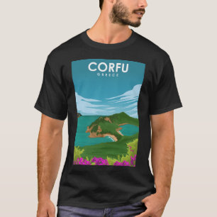 Korfu Griechenland Tageslandschaft Reiseplakat T-Shirt