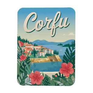Korfu im Vintage-Stil Magnet