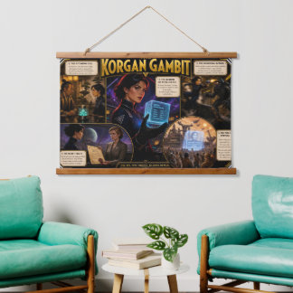 Korgan Gambit Retro Deco Sci-Fi Poster Kunst Wandteppich Mit Holzrahmen
