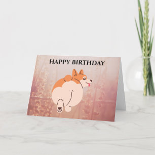 KORGI BIRTHDAY CARD. Bearbeitbarer Text. Karte