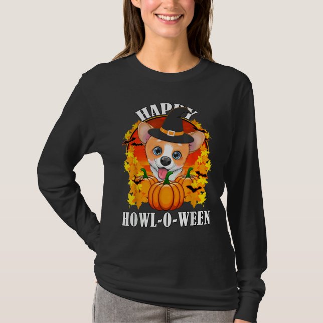 Korgi Halloween für Hunde 1240 T-Shirt (Vorderseite)