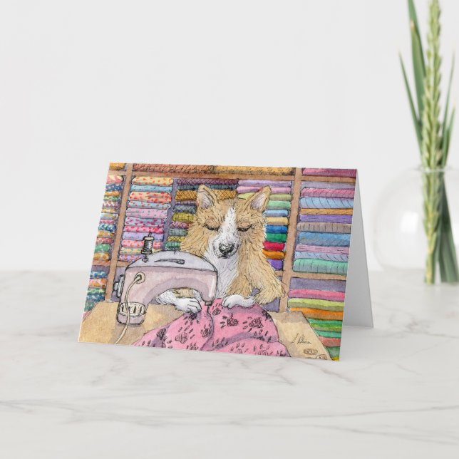 Korgi Hund, eine Quilt nähen, Leere Karte (Vorderseite)