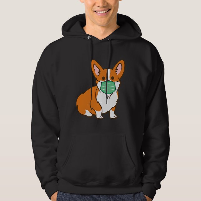 Korgi Hund Gesicht Maske soziale Distanzierung Ant Hoodie (Vorderseite)