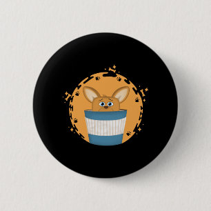 Korgi in einer Kaffee-Tasse Button