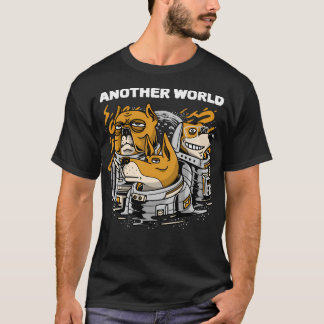 Korgi mit Rakete im Weltraum T-Shirt