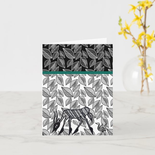 Korhogo-Inspirierte Grußkarte Karte (Gelbe Blume)