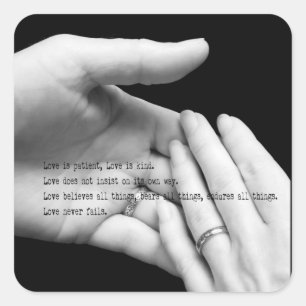 Korinther 13 Verheiratete Handaufkleber Quadratischer Aufkleber