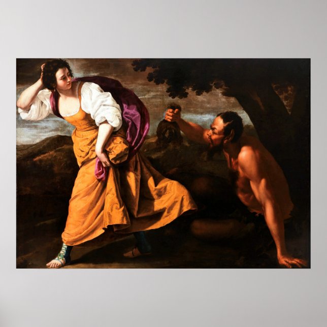 Koriska und der Satyr - Artemisa Gentileschi Poster (Vorne)