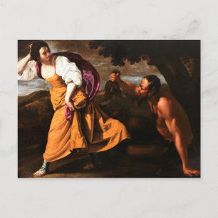 Koriska und der Satyr - Artemisa Gentileschi Postkarte