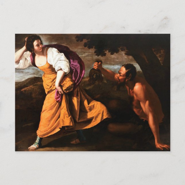 Koriska und der Satyr - Artemisa Gentileschi Postkarte (Vorderseite)
