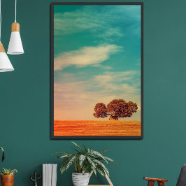 Korkeiche und Dolmen in ländlicher Umgebung Poster