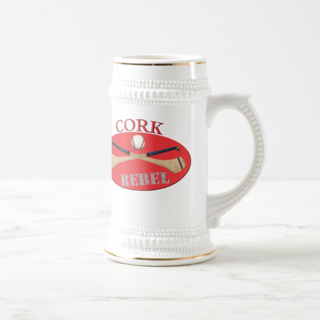 Korken lehnt sich Bier Stein auf Bierglas (Rechts)