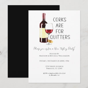 "Korken sind für Aufgeber" Aquarell Rotwein Party Einladung