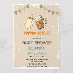 Korkenknallen Baby Shower Thema Einladung