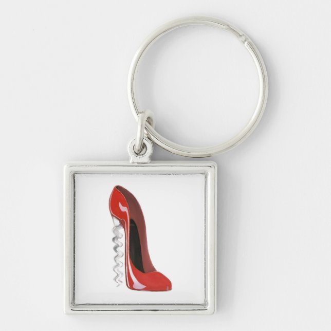Korkenzieher-Fersen-roter Stilett-Schuh Schlüsselanhänger (Vorne)