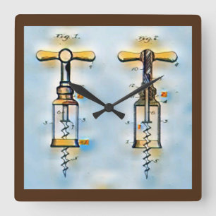 Korkenzieher-Patent-Wein-Wanduhr Quadratische Wanduhr