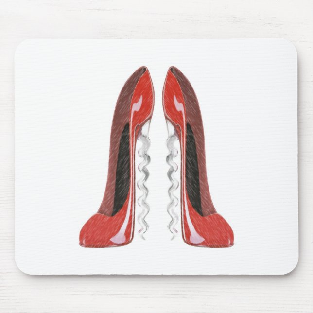 Korkenzieher-rote Stilett-Schuhe Mousepad (Vorne)