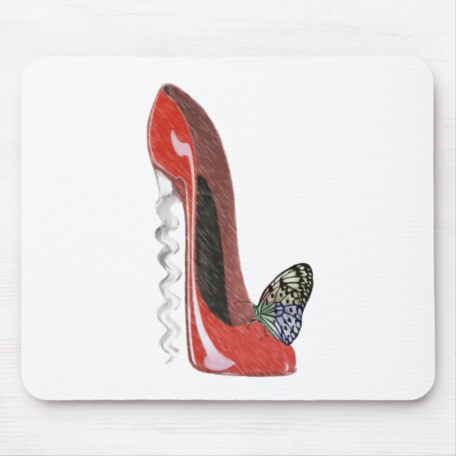 Korkenzieher-rotes Stilett-Schuh-und Mousepad (Vorne)